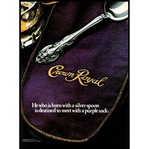 1981 Crown Royal Canadian Whiskey Vintage Print Ad Silver Spoon Wall Art Photo